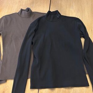 Harley-Davidson Brown and Black Ribbed Turtlenecks Set of 2 XS Ladies